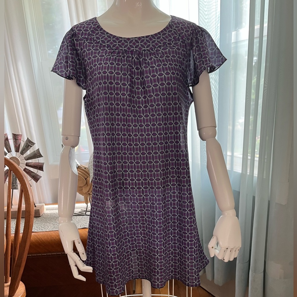 BANANA REPUBLIC PURPLE MINI DRESS CAP RUFFLE SLEEVES SIZE LARGE